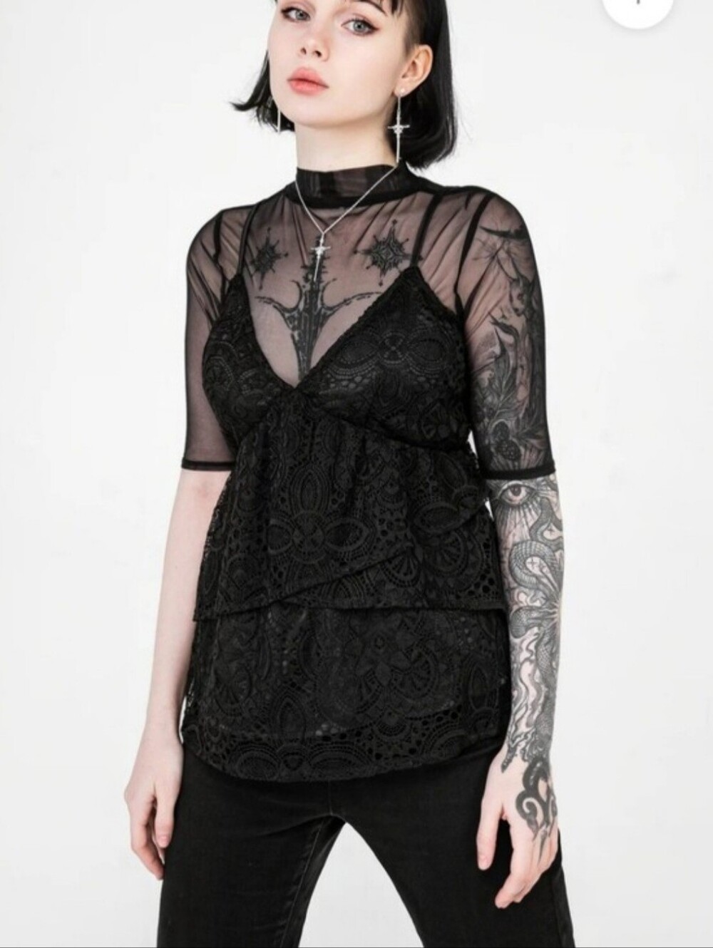 Disurbia Rumour Black Lace Tiered Camisole Top... Sold Out! Never Worn. Size 14